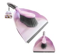 The Dustpan & Brush Store Lilac Dustpan & Brush Set Soft Bristle Hand Sweeper With Rubber Lip