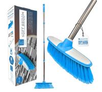 The Dustpan & Brush Store Long Handled Blue Indoor Sweeping Broom Soft Bristle Kitchen And Laminate Floor Brush