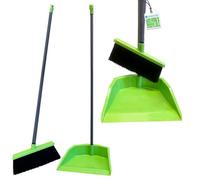 The Dustpan & Brush Store Long Handled Upright Green Dustpan And Brush Set Ergonomic Standing Sweeper