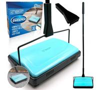 The Dustpan & Brush Store Manual Carpet Sweeper With Detachable Cleaning Comb - Cordless Carpet & Rug Cleaner For Quick And Efficient Floor Cleanin