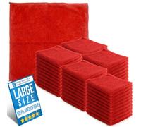 The Dustpan & Brush Store Microfibre Cleaning Cloths Red Large 40X40Cm (Pack Of 50) Absorbent Lint-Free Towels