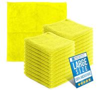The Dustpan & Brush Store Microfibre Cleaning Cloths Yellow Large 40X40Cm (Pack Of 20) Absorbent Lint-Free Towels
