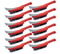 The Dustpan & Brush Store Multipurpose Heavy Duty Pack Of 12 Steel Wire Brushes Rust & Paint Removal Tool With Integrated Metal Scraper