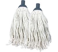 The Dustpan & Brush Store Pack Of 2 Cotton Replacement Mop Heads - Screw Fit Cotton Mop Head With A Plastic Socket