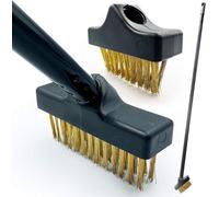 The Dustpan & Brush Store Patio Weed Remover Long Handled Brush Set With Angled Paving Wire Broom