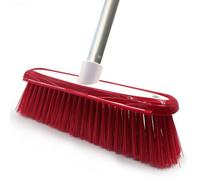 The Dustpan & Brush Store Red Colour-Coded Soft Indoor Sweeping Brush Head Only With Built-In Scraper