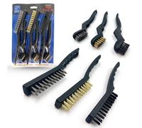 The Dustpan & Brush Store Small Wire Brush Set Steel, Brass, Nylon And Mini Wire Brush - Pack Of 6