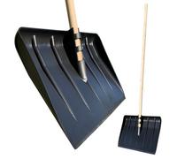 The Dustpan & Brush Store Snow Shovel Scoop Plastic Head And Heavy Duty Wooden Handle Multipurpose Plastic Shovel