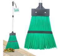 The Dustpan & Brush Store Telescopic Stiff Garden Broom Outdoor Yard Sweeping Brush With Stiff Hard Synthetic Bristles