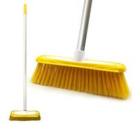 The Dustpan & Brush Store Yellow Colour-Coded Soft Indoor Sweeping Brush With Built-In Floor Scraper