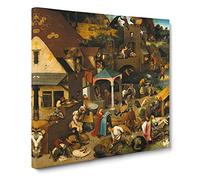 The Dutch Proverbs by Pieter bruegel the elder Canvas Print | Gallery Wrapped 30mm Frame Wall Art | 14x14 inches | Ready to Hang | Classic Picture | Living Room Bedroom Lounge Office