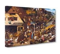 The Dutch Proverbs By Pieter Bruegel The Elder Canvas Print | Gallery Wrapped 30mm Frame Wall Art | 24x16 inches | Ready to Hang | Classic Picture | Living Room Bedroom Lounge Office