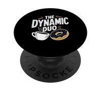 The Dynamic Duo Coffee Donuts Funny Coffee Donut PopSockets Adhesive PopGrip