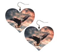 The Eagle Flies Bravely in the Sky Leather Earrings for Women Heart Dangle Earrings Lightweight Drop Earring Jewelry Gift