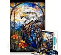 The Eagle Stained Glass Pa Jigsaw Puzzles for Adults1000 Pieces Boost Memory Soothing Fun Premium Cut Thoughtful Gift (50x75cm)