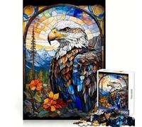 The Eagle Stained Glass Pa Jigsaw Puzzles for Adults1000 Pieces Boost Memory Soothing Fun Premium Cut Thoughtful Gift (50x75cm)