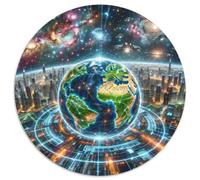 The Earth 1000 Pieces Jigsaws Stress Reliever Difficult Challenge for Adults Kids Creative Planet Round Home Decor Gifts And Gifts 1000pcs (67.5x67.5cm)