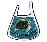 The Earth Environmental Awareness Enamel Lapel Pin Use Less Plastic Words Brooch Cartoon Turtle Enamel Pin Love The Planet Activity Pins for Clothes/Jackets/Backpacks Decoration