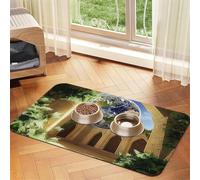 The Earth in The Mysterious Church Pet Feeding Mat Dog Cat Eating Food Absorbent Leather Tablecloth for and Water Bowl Waterproof No Stains Quick Dry Non-Slip 23.62 * 15.75IN