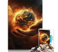 The Earth in The Palm of Your Hand JigsawPuzzle 1000 Pieces for Adults,Challenging To Complete But Fun And Humorous with Matching Poster And Trivia Sheet (38x26cm)