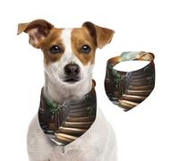 The Earth on The Stairs Pet Scarf Dog Bandanas Spring Summer Soft Cotton Puppy Scarfs Adjustable Accessories for Small Medium Large Girl Boy Pup Small