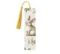 The Easter Bunny and Flowers Unique Double-Sided Artwork Printed Wooden Bookmarks, Artistic Book Accessories Birthday Presents for Men Women Presents for Book Lovers