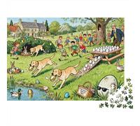 The Easter Egg Hunt Hound Takeover Wooden Jigsaw Puzzle Waterproof 1000 Piece Puzzles for Adults Challenging And Brainteasing Games