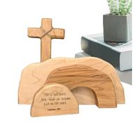 The Easter Scene Is Empty, Together Resurrection, Empty Wooden Blister | Jesus Nativity Centorpiece, Decor Christian Crafts Table Religious For