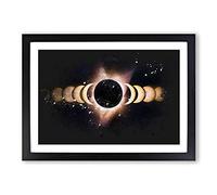 The Eclipse Paint Splash Framed Print | A2 Black Framed Wall Art | Ready to Hang | Modern Nature Picture | Living Room Bedroom Lounge Office