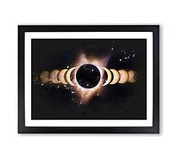 The Eclipse Paint Splash Modern Art Framed Wall Art Print, Ready to Hang Picture for Living Room Bedroom Home Office Décor, Black A3 (46 x 34 cm)