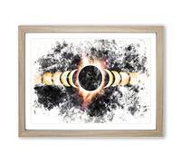 The Eclipse Watercolour Modern Framed Print | A2 Oak Framed Wall Art | Ready to Hang | Modern Historical Picture | Living Room Bedroom Lounge Office