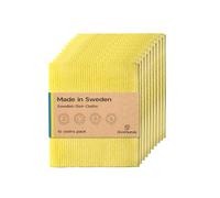The EcoGurus 10 Pack Odour-Resistant Reusable Cleaning Cloths | Original Swedish Dishcloth | Made in Sweden | Suitable for All Surfaces | Biodegradable Cellulose Sponge | Kitchen & Bathroom | Yellow