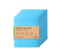 The EcoGurus 10 Pack Odour-Resistant Reusable Cleaning Cloths | Original Swedish Dishcloth | Made in Sweden | Suitable for All Surfaces | Biodegradable Cellulose Sponge | Kitchen & Bathroom | Blue