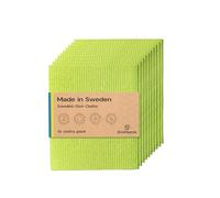 The EcoGurus 10 Pack Odour-Resistant Reusable Cleaning Cloths | Original Swedish Dishcloth | Made in Sweden | Suitable for All Surfaces | Biodegradable Cellulose Sponge | Kitchen & Bathroom | Green