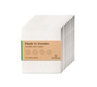 The EcoGurus 10 Pack Odour-Resistant Reusable Cleaning Cloths | Original Swedish Dishcloth | Made in Sweden | Suitable for All Surfaces | Biodegradable Cellulose Sponge | Kitchen & Bathroom | White