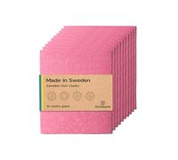 The EcoGurus 10 Pack Odour-Resistant Reusable Cleaning Cloths | Original Swedish Dishcloth | Made in Sweden | Suitable for All Surfaces | Biodegradable Cellulose Sponge | Kitchen & Bathroom | Pink