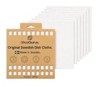 The EcoGurus Swedish Dishcloths, Reusable Cleaning Cloths, White, 10 Pack | Made in Sweden, Super Absorbent, Odour-Resistant, Long-Lasting, Replaces 150+ Paper Towels, Machine Washable