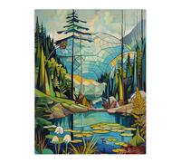 The Eden Project Eco Dome Stylised Painting Hippy Wall Art Print Artery8 Blue W24 inch x H32 inch