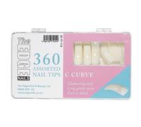 THE EDGE C Curved Nail Tips Assorted Sizes 1-10 (360 Pack) - Strong Nail Tips