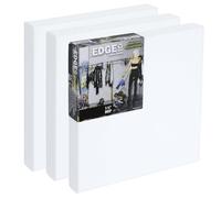 The Edge Eco-Friendly Recycled Cotton Stretched Canvas for Painting - 8x8 Box of 3 - Medium-Textured, Triple Acrylic Primed All Media Painting Canvas, 320gsm, 1-1/2 in. Deep Pine Stretchers