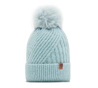 The Edge Women's Geneva Knit Beanie with Pom-pom, Winter Bobble Hat Blue