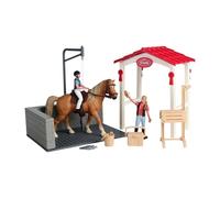 The Educational Horse Grooming Playset features realistic animal models and role-playing accessories for group activities