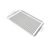 The effective barbecue grill is made of stainless steel bread fish and meat with holes and handles for perfectly baked vegetables