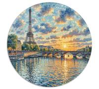 The Eiffel Tower 1000 Pieces Jigsaws Architecture Round Puzzle for Adults And Kids Cool Unique Challenge Games Scene Creative 1000pcs (67.5x67.5cm)