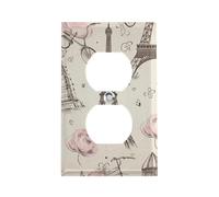 The Eiffel Tower And A Bicycle American Style Outlets Covers Standard Size Receptacle Wall Plates Light Switch Cover Outlet Plate Safety Plug Covers Thermoplastic Faceplate