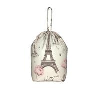 The Eiffel Tower and a Bicycle Laundry Bag 28"" x 14"", Large Hamper Bag | Heavy Duty Cloth Storage Sack With Drawstring, Washable Basket Liner, Dirty Clothes Organizer For Luggage Travel Camp Home