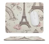 The Eiffel Tower and A Bicycle Mouse Pad with Stitched Edge Mousepad Non-Slip Rubber Base Mouse Mat for Laptop Computer 2 Cute Computer Mouse Pads for Office Gaming Home