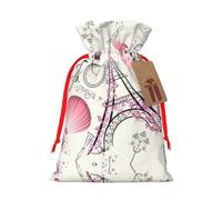 The Eiffel Tower And A Bicycle Printed Drawstring Gift Bags,Various Sizes, Bulk Plastic Packaging Bags
