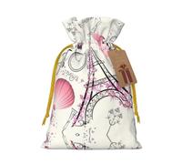The Eiffel Tower And A Bicycle Printed Drawstring Gift Bags,Various Sizes, Bulk Plastic Packaging Bags