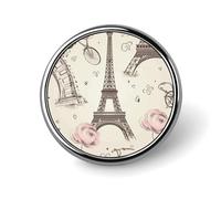 The Eiffel Tower And A Bicycle Round Badge 25mm/1 Inch Metal Buttons Round Badge Pin Button Parts Classic Pin Holders Buttons for Shirts Clothes Individualistic Brooch